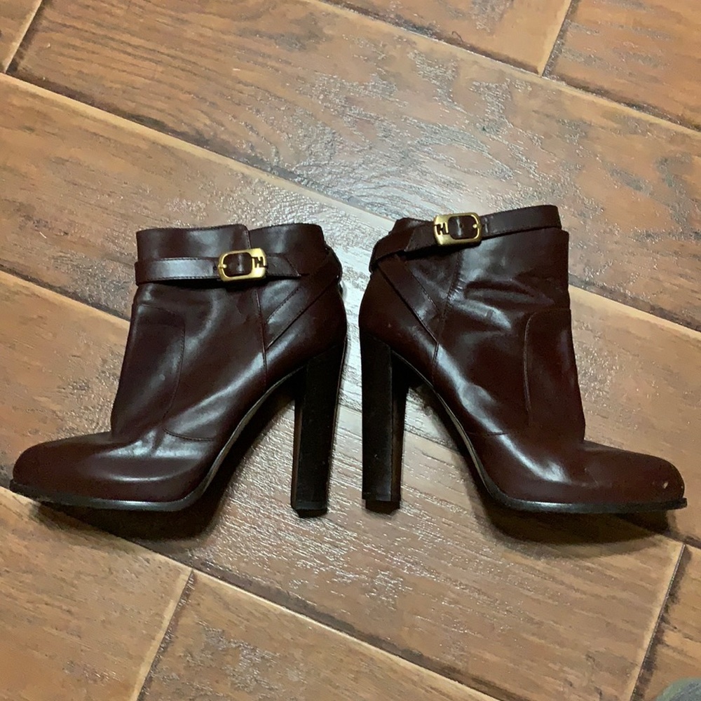FENDI brown leather ankle boots.